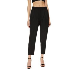 Babaton Black Pleated High Rise Cropped Career Pants Trousers With Pockets Sz 6